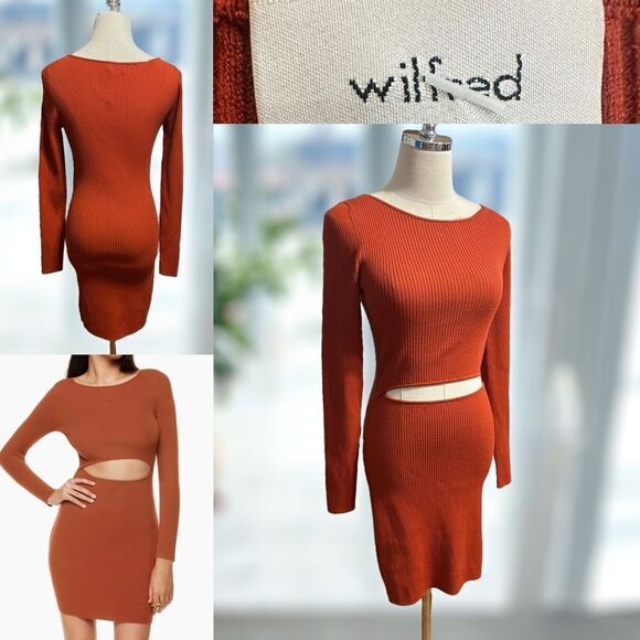 Aritzia Wilfred Free Cut-Out Knit Longsleeve Mini Dress Size M - Picture 1 of 13